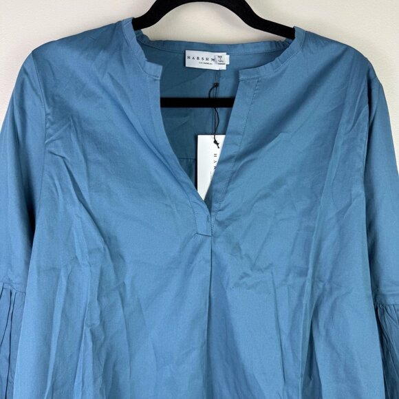 Harshman Penelope Blouse Small Blue 100% Cotton Long Sleeve Top NWT Women’s - Picture 3 of 9